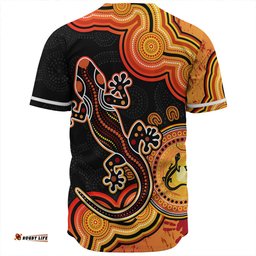 Amazing Aussie Australia Aboriginal Lizard Dreaming Outback Orange Baseball Shirt