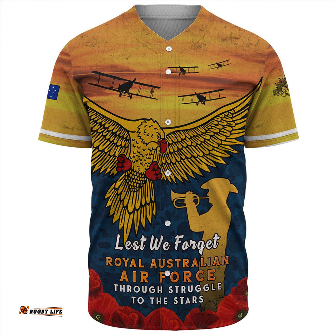Amazing Aussie Australia Anzac Day Lest We Forget Royal Australian Air Force Baseball Shirt