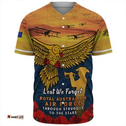 Amazing Aussie Australia Anzac Day Lest We Forget Royal Australian Air Force Baseball Shirt