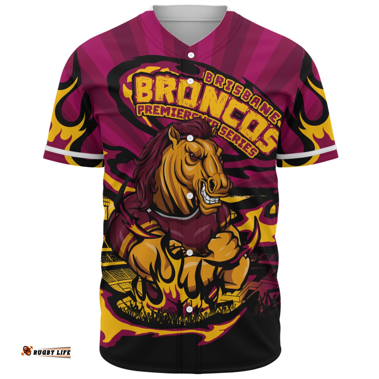 Amazing Aussie Brisbane Broncos Premiership Series Sports Gear Baseball Shirt