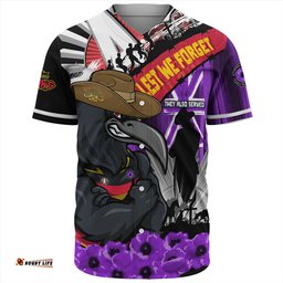 Amazing Aussie Adelaide Crows ANZAC Day Honor Purple Valor And Spirit Baseball Shirt