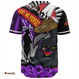 Amazing Aussie Adelaide Crows ANZAC Day Honor Purple Valor And Spirit Baseball Shirt