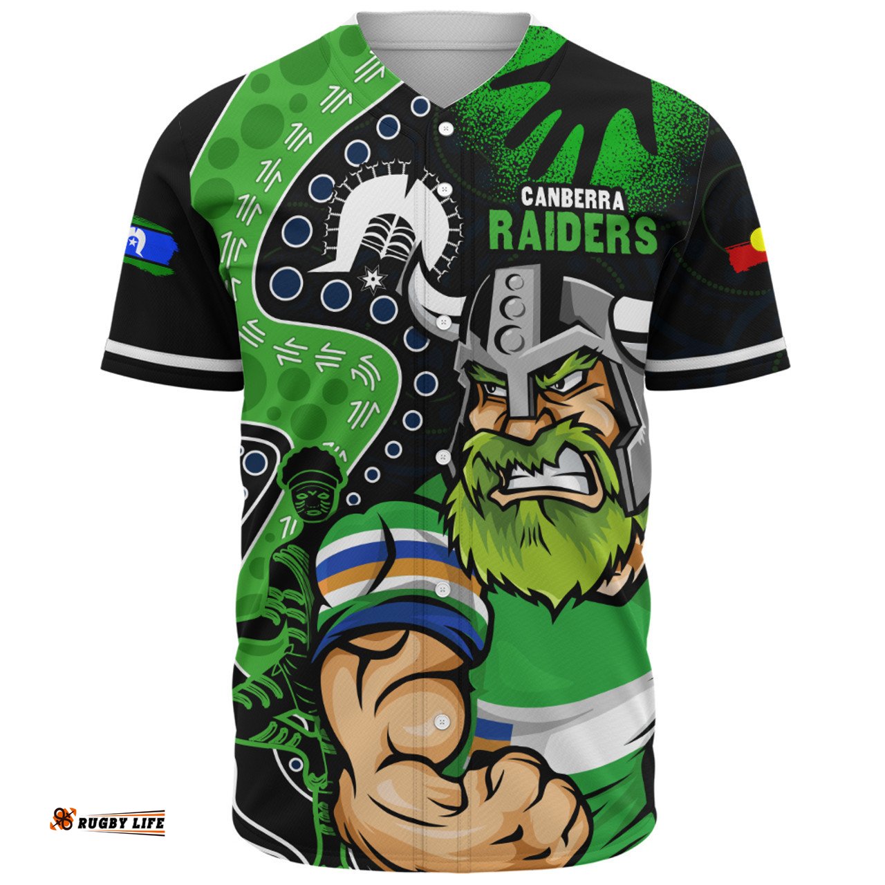 Amazing Aussie Canberra Raiders NAIDOC Indigenous Warrior Spirit Baseball Shirt