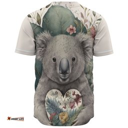 Amazing Aussie Australia Koala Koala Holding A Heart Adorned With Flowers Baseball Shirt
