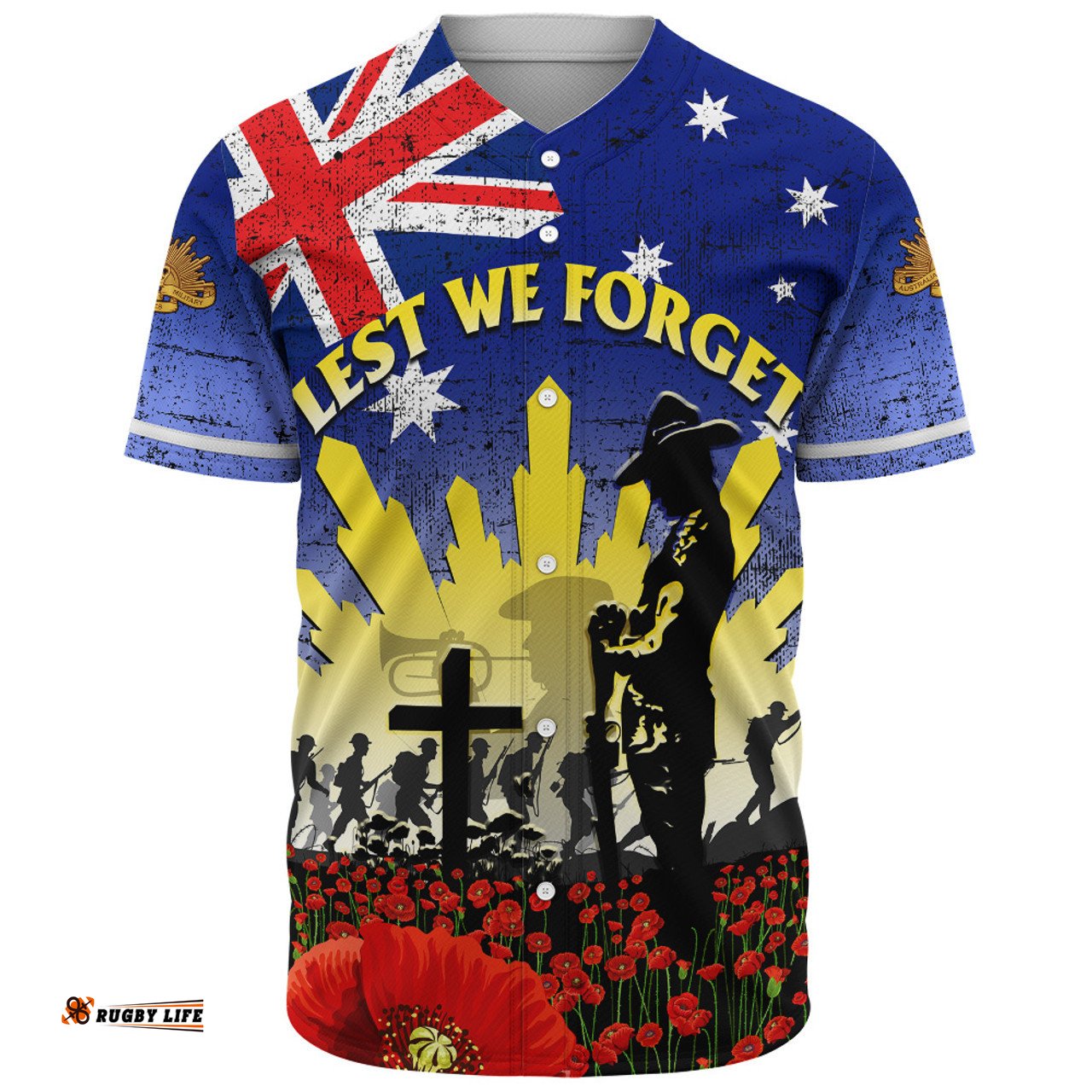 Amazing Aussie Australia Anzac Day Anzac Lest We Forget Poppy Flag Baseball Shirt