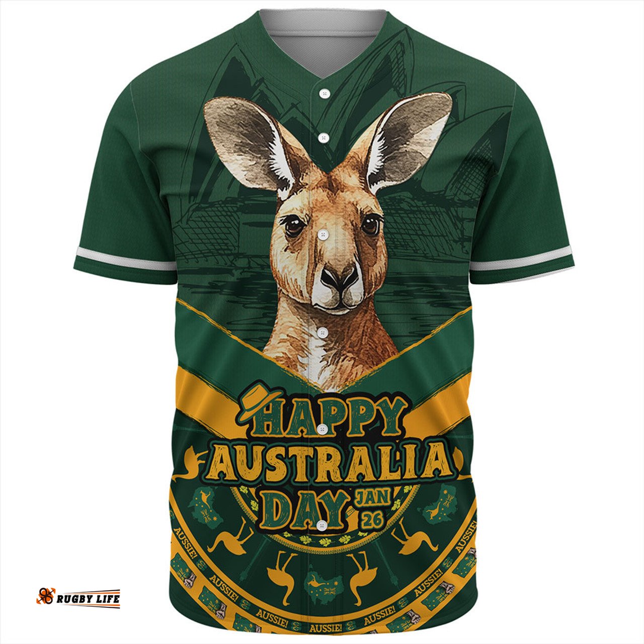 Amazing Aussie Australia Kangaroo Pride Australia Day Green Baseball Shirt