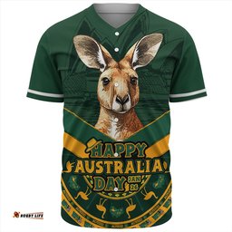 Amazing Aussie Australia Kangaroo Pride Australia Day Green Baseball Shirt