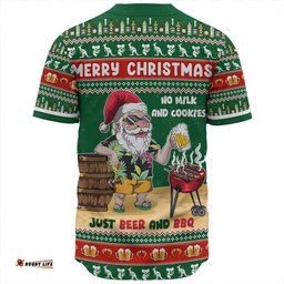 Amazing Aussie Australia Merry Christmas, Grilling Santa With Barbecue And Beer Green Baseball Shirt