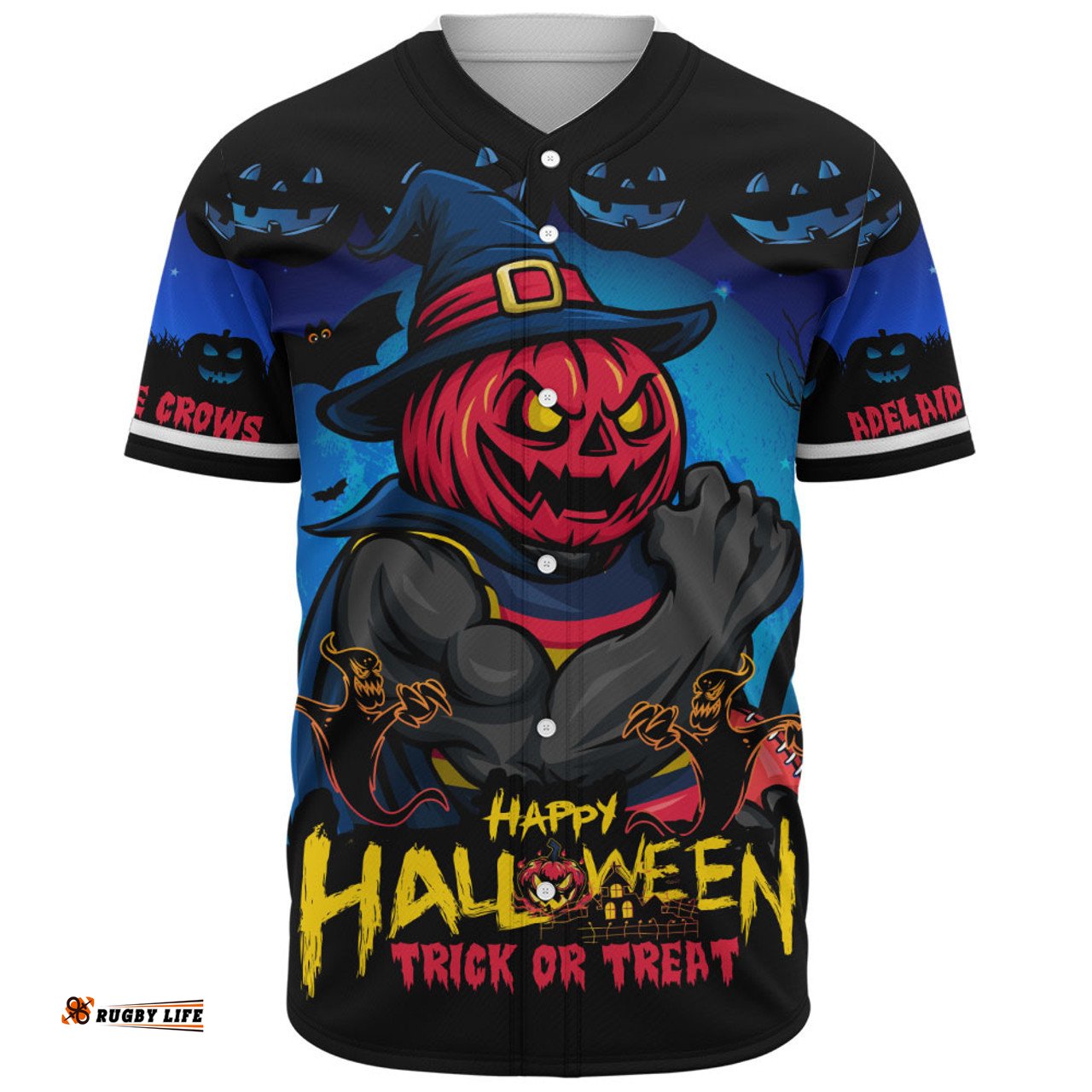 Amazing Aussie Adelaide Crows Dark Pumpkin Halloween Spirit Baseball Shirt