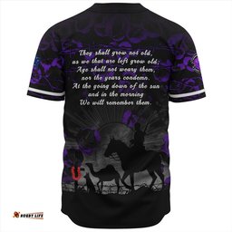 Amazing Aussie Australia Anzac Day Purple Poppy Tribute Remembered Together Baseball Shirt