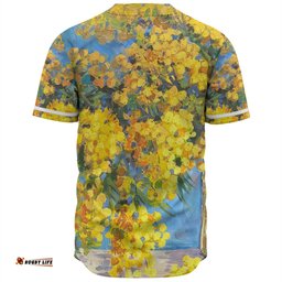 Amazing Aussie Australia Golden Wattle Golden Wattle Bouquet Blue Background Oil Painting Art  Baseball Shirt