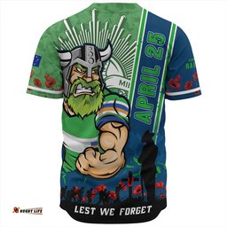Amazing Aussie Canberra Raiders Anzac Day Lest We Forget Strong Fighting Spirit Baseball Shirt