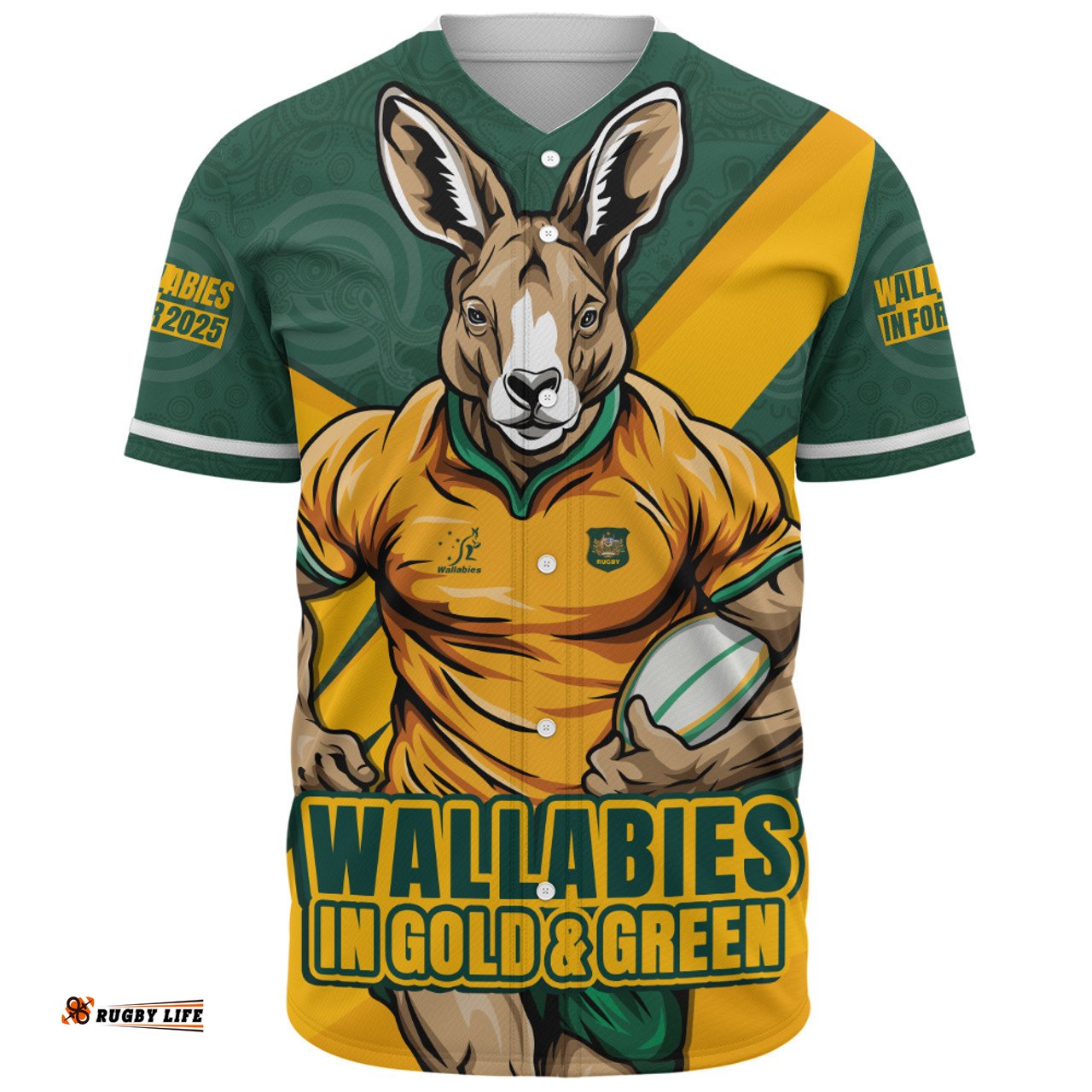 Amazing Aussie Aussie Wallabies Aboriginal Strength Wear Wallabies Rugby Edition Yellow Baseball Shirt