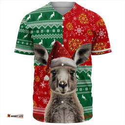 Amazing Aussie Australia Aboriginal Dot With Kangaroo Santa Hat Designs Baseball Shirt