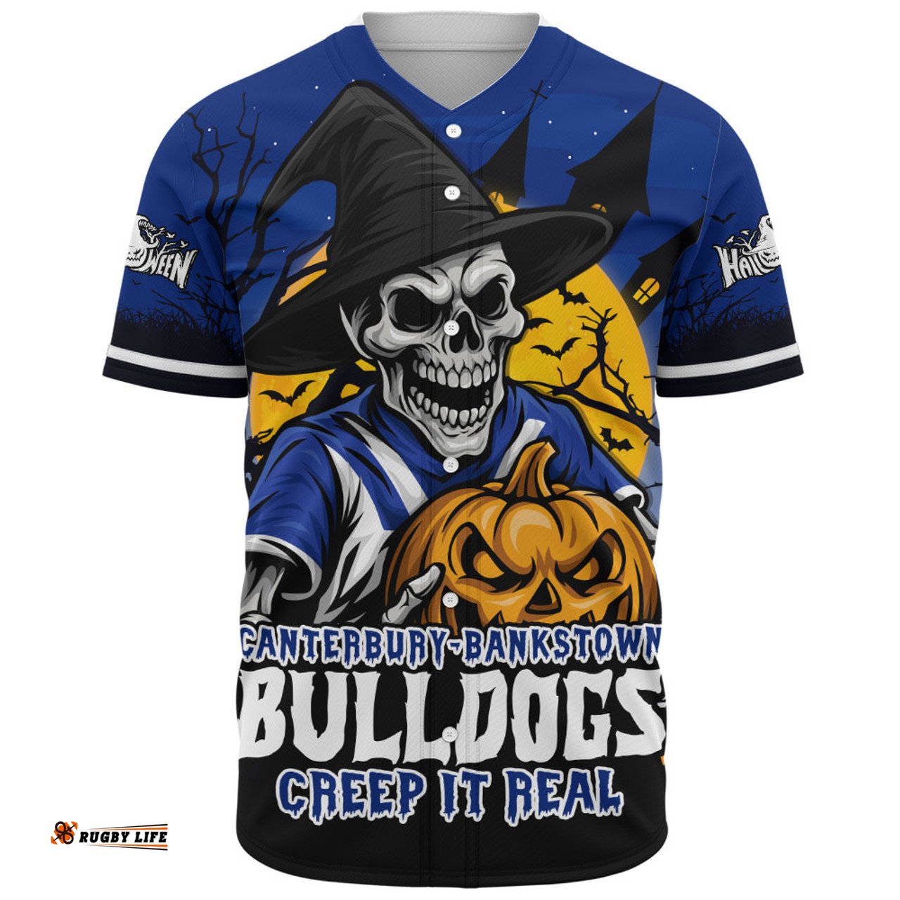 Amazing Aussie Canterbury Bankstown Bulldogs Dark Moon Rugby Halloween Battle Edition Baseball Shirt
