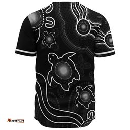 Amazing Aussie Australia Aboriginal Turtle Dreaming Journey Featuring Dot Art Black Baseball Shirt