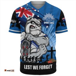 Amazing Aussie Canterbury Bankstown Bulldogs Fearless ANZAC Defender Baseball Shirt