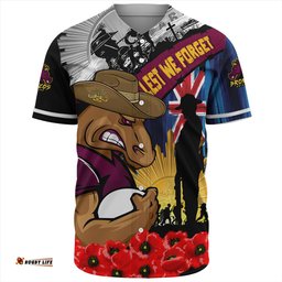 Amazing Aussie Brisbane Broncos United In Spirit Anzac Day Tribute Baseball Shirt