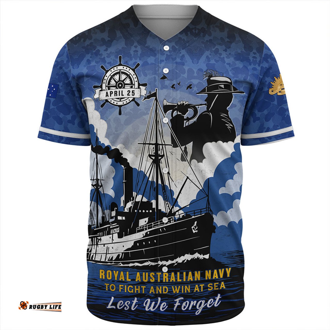 Amazing Aussie Australia Anzac Day Royal Australian Navy Camouflage Style Baseball Shirt