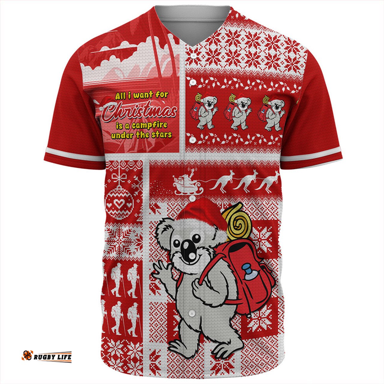 Amazing Aussie Australia Koala Wonderland Christmas Red Baseball Shirt