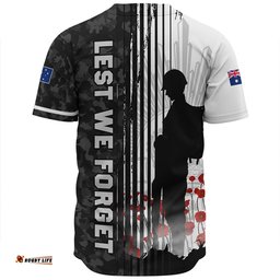 Amazing Aussie Australia Spirit Of Remembrance Day Lest We Forget Black Baseball Shirt