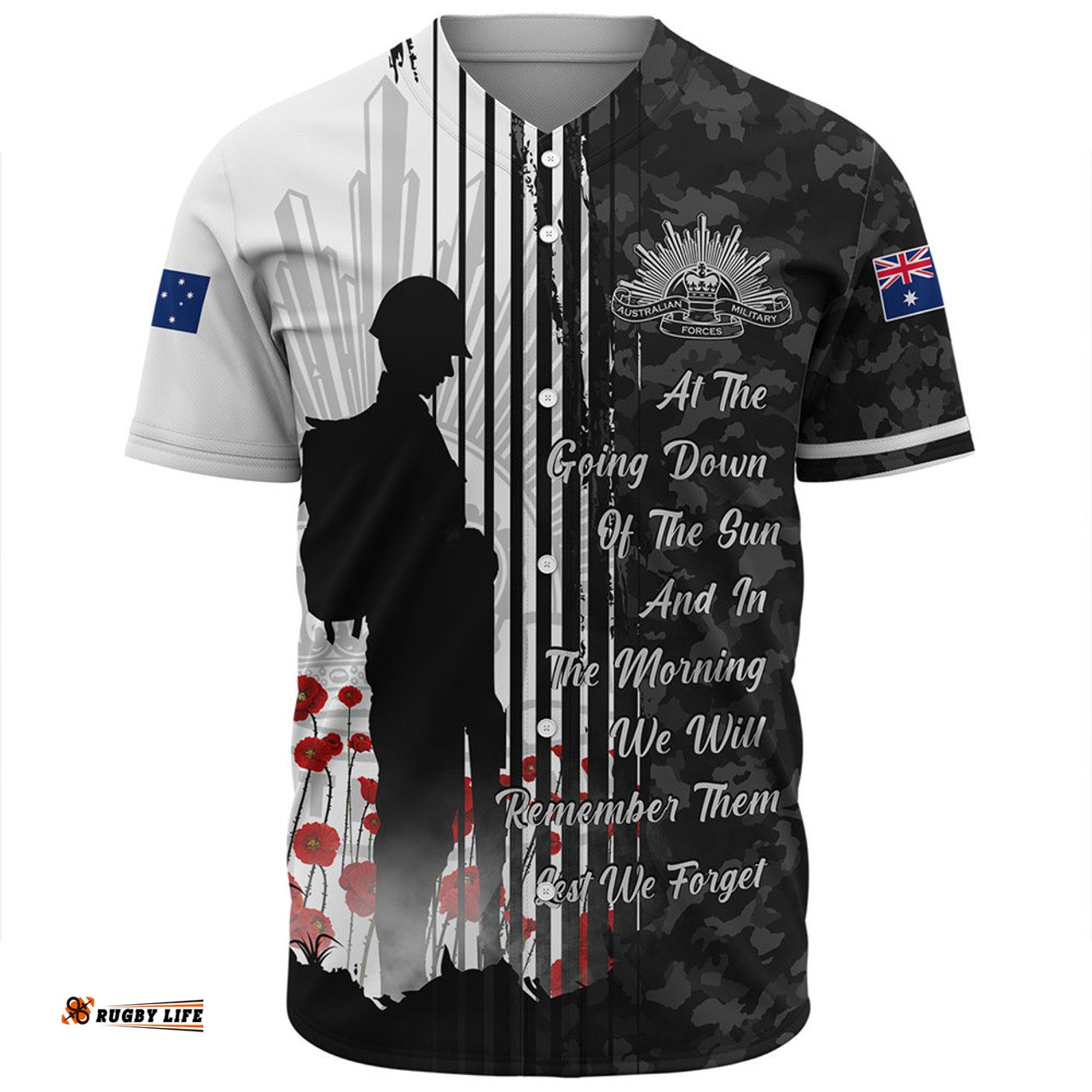 Amazing Aussie Australia Spirit Of Remembrance Day Lest We Forget Black Baseball Shirt