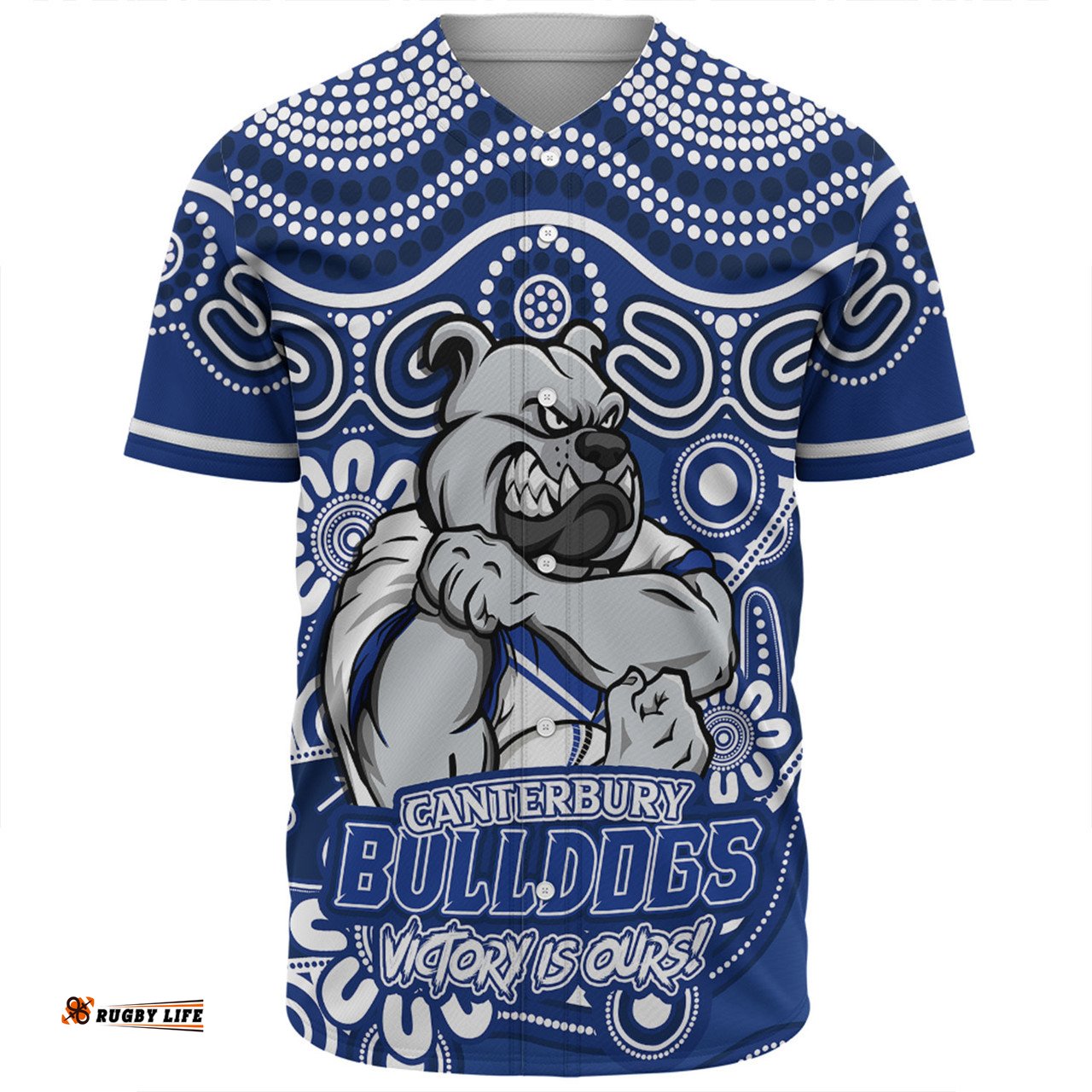 Amazing Aussie Canterbury Bankstown Bulldogs Aboriginal Inspired Tough Fan Rugby For Life Ver 2.0 Baseball Shirt