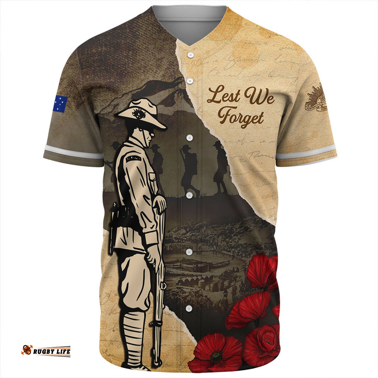 Amazing Aussie Australia Anzac Day Lest We Forget Letters From The Battlefield Baseball Shirt