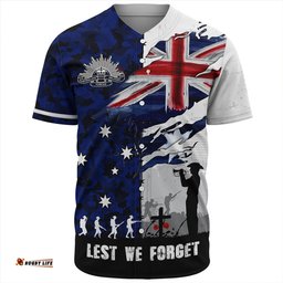 Amazing Aussie Australia Remembrance Day Lest We Forget Australian Military Tribute Blue Baseball Shirt