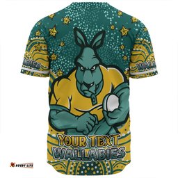 Amazing Aussie Australia Wallabies Custom Custom With Aboriginal Inspired Style Of Dot Painting Patterns  Baseball Shirt
