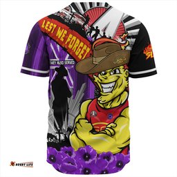 Amazing Aussie Gold Coast SUNS ANZAC Day Honor Purple Valor And Spirit Baseball Shirt