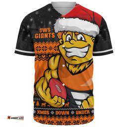 Amazing Aussie GWS GIANTS Merry Christmas Down Under Footy Power Style Baseball Shirt
