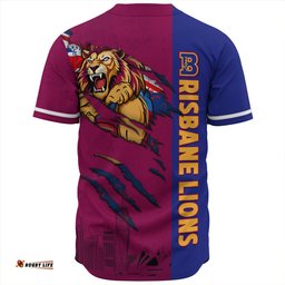 Amazing Aussie Brisbane Lions Burning Passion Of Power Scratch Style Baseball Shirt