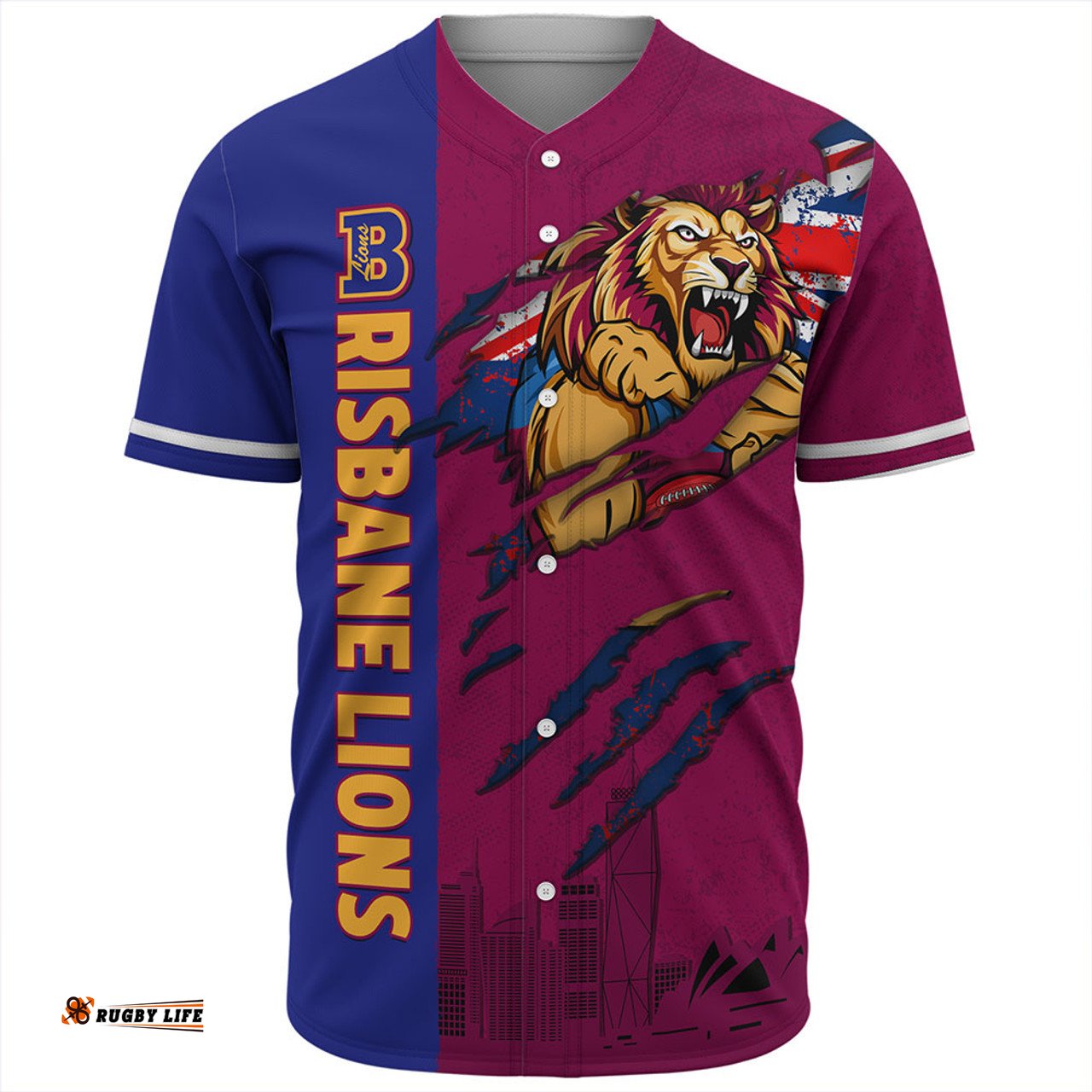 Amazing Aussie Brisbane Lions Burning Passion Of Power Scratch Style Baseball Shirt