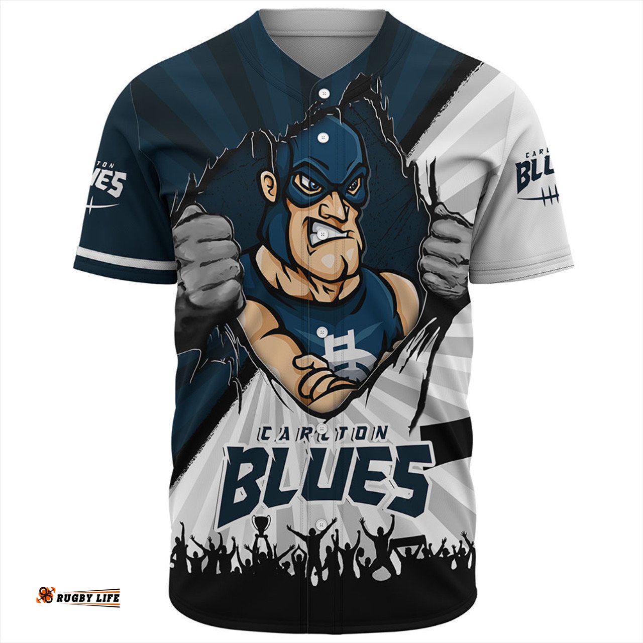 Amazing Aussie Carlton Breaking Through Fan Design Baseball Shirt