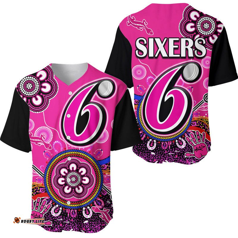Sydney Sixers Baseball Jersey Shirt Cricket Indigenous Aboriginal Lizard Version