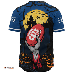 Amazing Aussie Geelong Cats Full Moon Fever Halloween Supporter Baseball Shirt