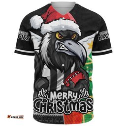Amazing Aussie Collingwood Santa Scoring Touchdown On Christmas Game Day Baseball Shirt