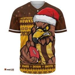 Amazing Aussie Hawthorn Merry Christmas Down Under Footy Power Style Baseball Shirt