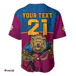 Custom AFL Lions Champions Baseball Jersey Shirt Proud Brisbane Aboriginal Vibe