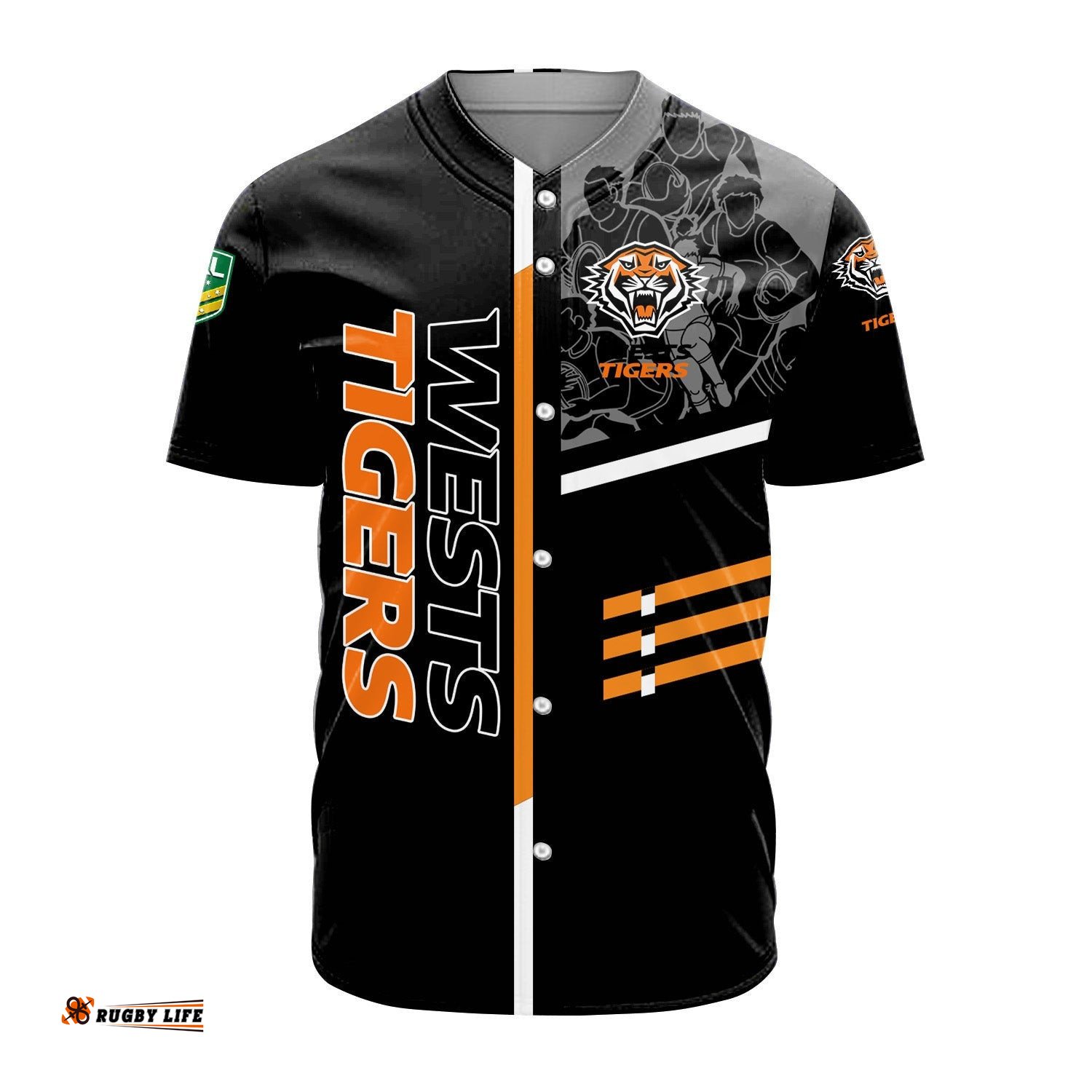 Wests Tigers Baseball Jersey Shirt Personalized Rugby For Fan NRL
