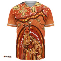 Amazing Aussie Indigenous Australian Aboriginal Kangaroo Dreaming Outback Spirit Edition Orange Baseball Shirt