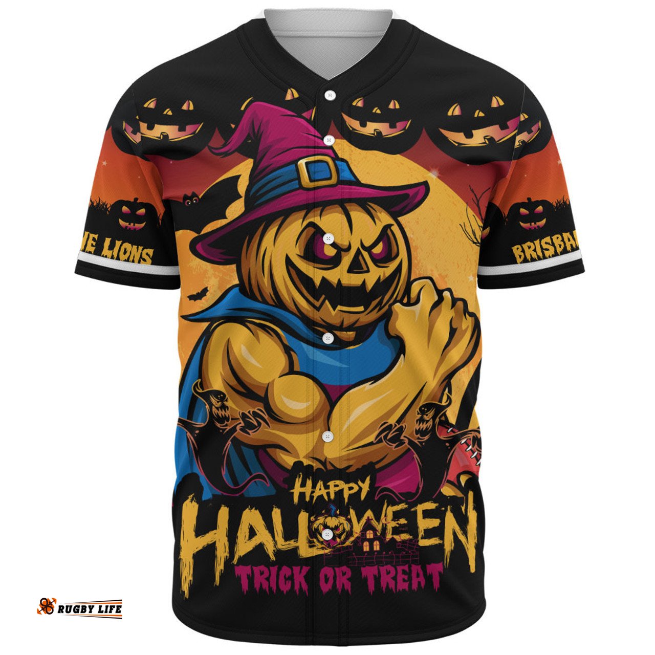 Amazing Aussie Brisbane Lions Dark Pumpkin Halloween Spirit Baseball Shirt