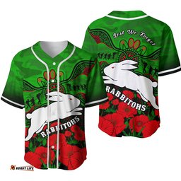 Rabbitohs Rugby ANZAC Baseball Jersey Shirt South Sydney Camouflage Poppy Aboriginal Ver.02