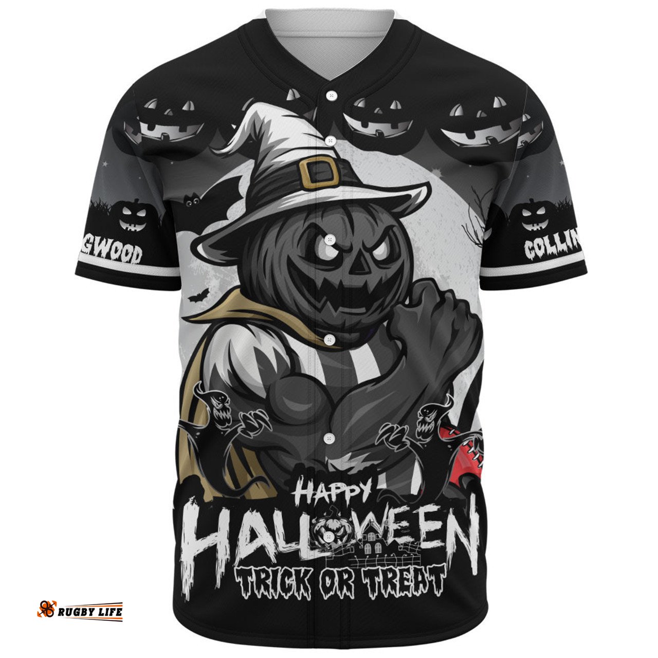 Amazing Aussie Collingwood Dark Pumpkin Halloween Spirit Baseball Shirt