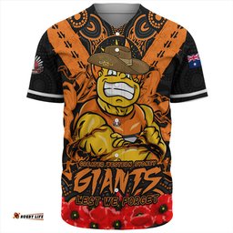 Amazing Aussie GWS GIANTS Ripped Legacy Of The Game The ANZAC Spirit Lives On Baseball Shirt
