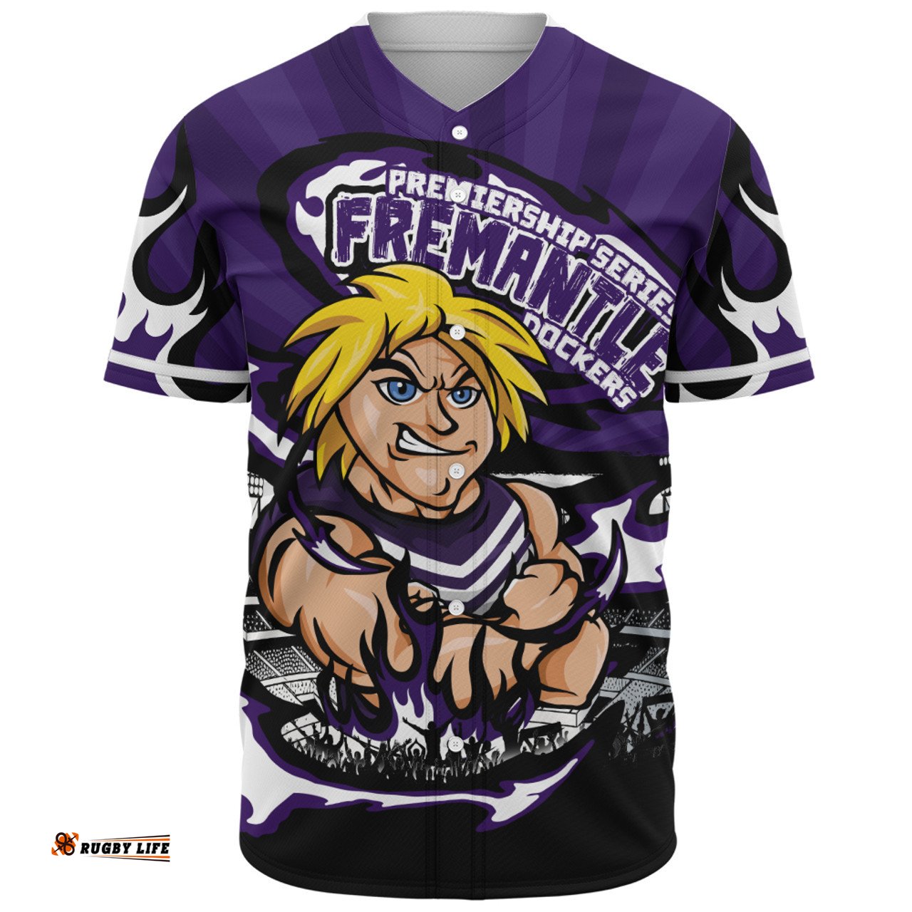 Amazing Aussie Fremantle Premiership Series Flame Edition Baseball Shirt