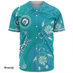Amazing Aussie Australia Turtles Aboriginal Indigenous Dot Turtles In The Ocean (Turquoise) Baseball Shirt