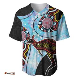 Australia Opal Baseball Jersey Shirt Aussie Kangaroo Aboriginal Art