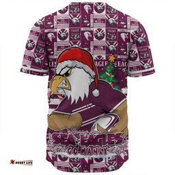 Amazing Aussie Manly Warringah Sea Eagles Merry Ugly Christmas Comic Style Baseball Shirt